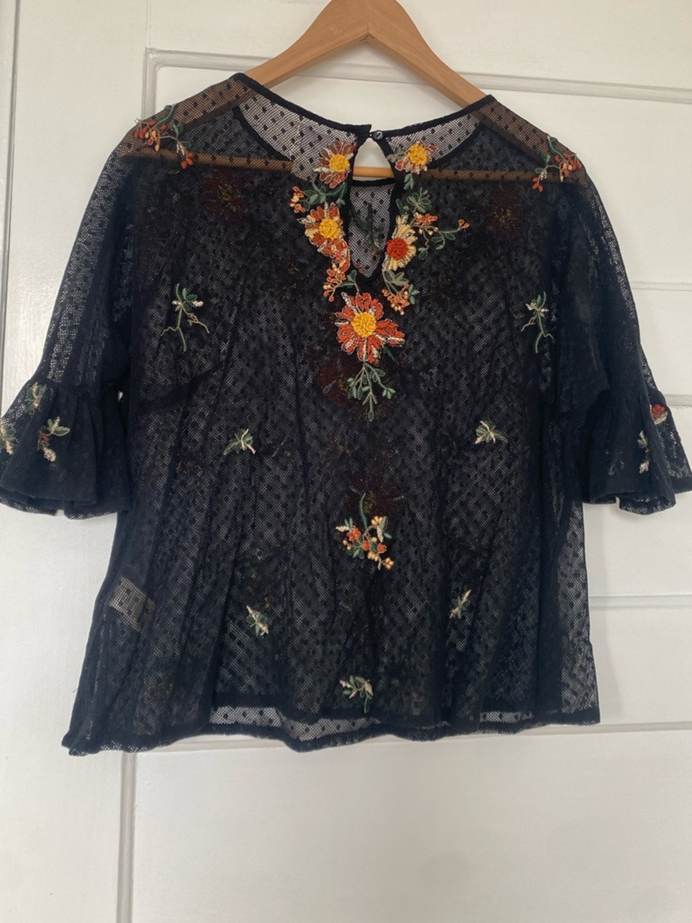 Anthropologie Maeve Cadiz embroidered mesh top - Picture 6 of 15